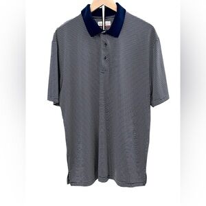 Grand Slam Men's Blue and White Striped Polo Shirt size Large
